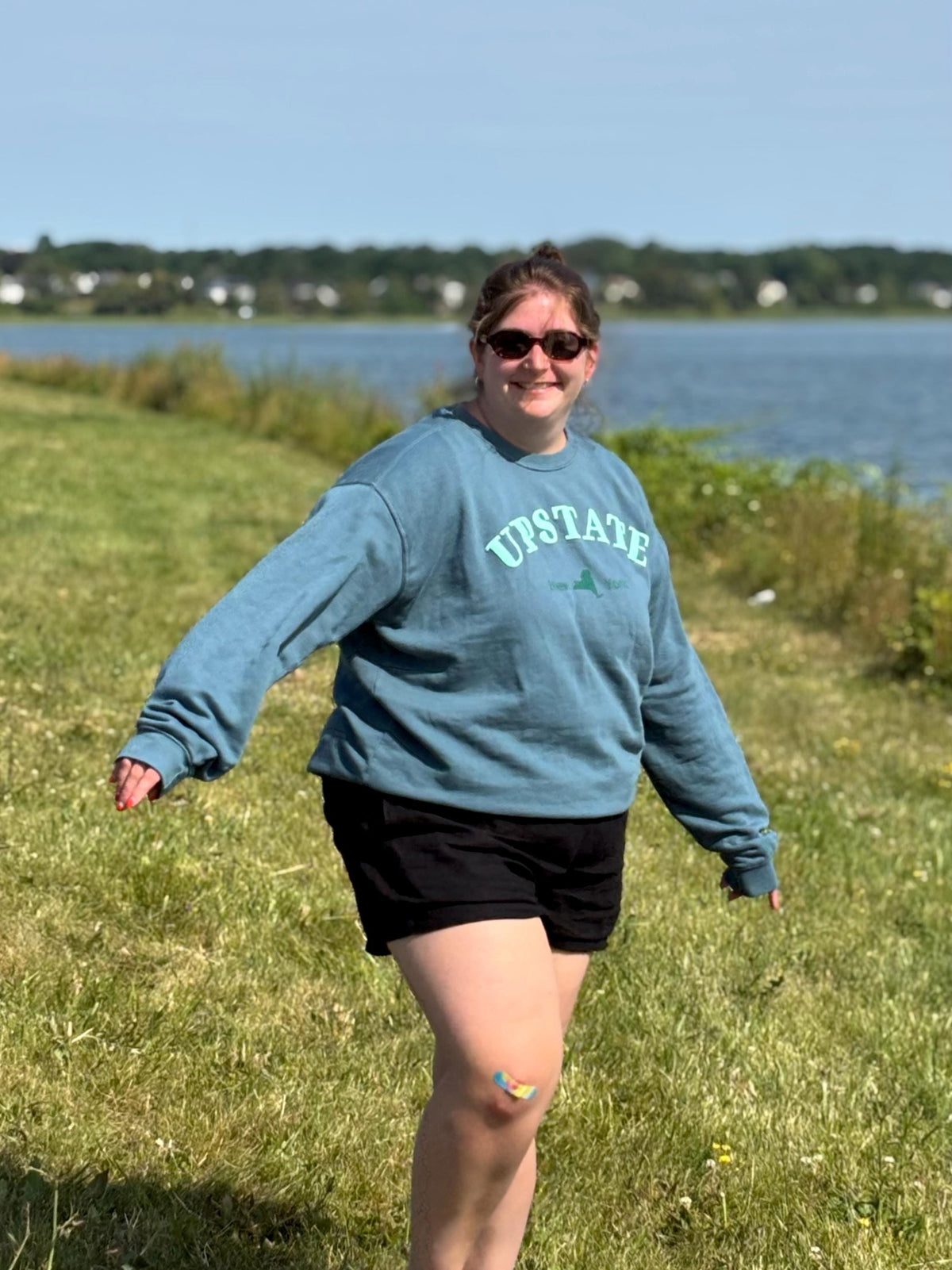 Upstate New York Teal Puff Print Crewneck – Dyed Ringspun Fleece