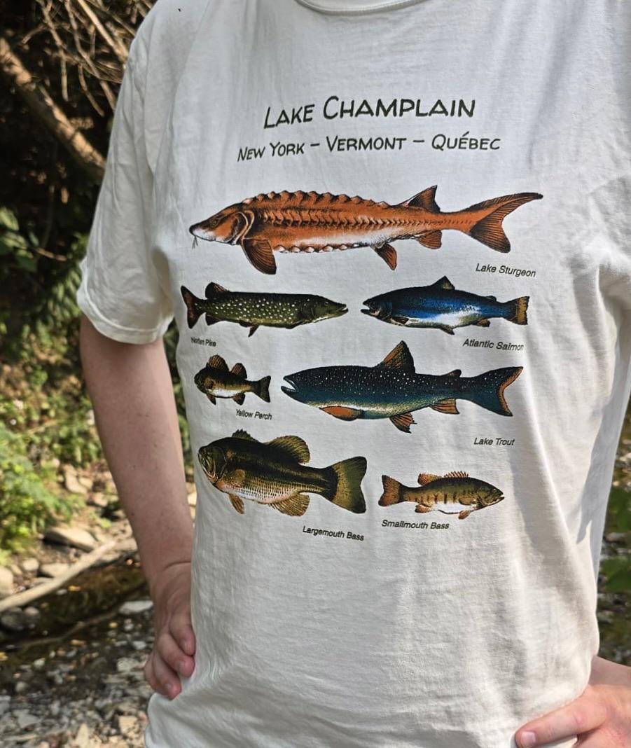 Lake Champlain Fish T-Shirt: Vermont Angler Tee - Two Color Options