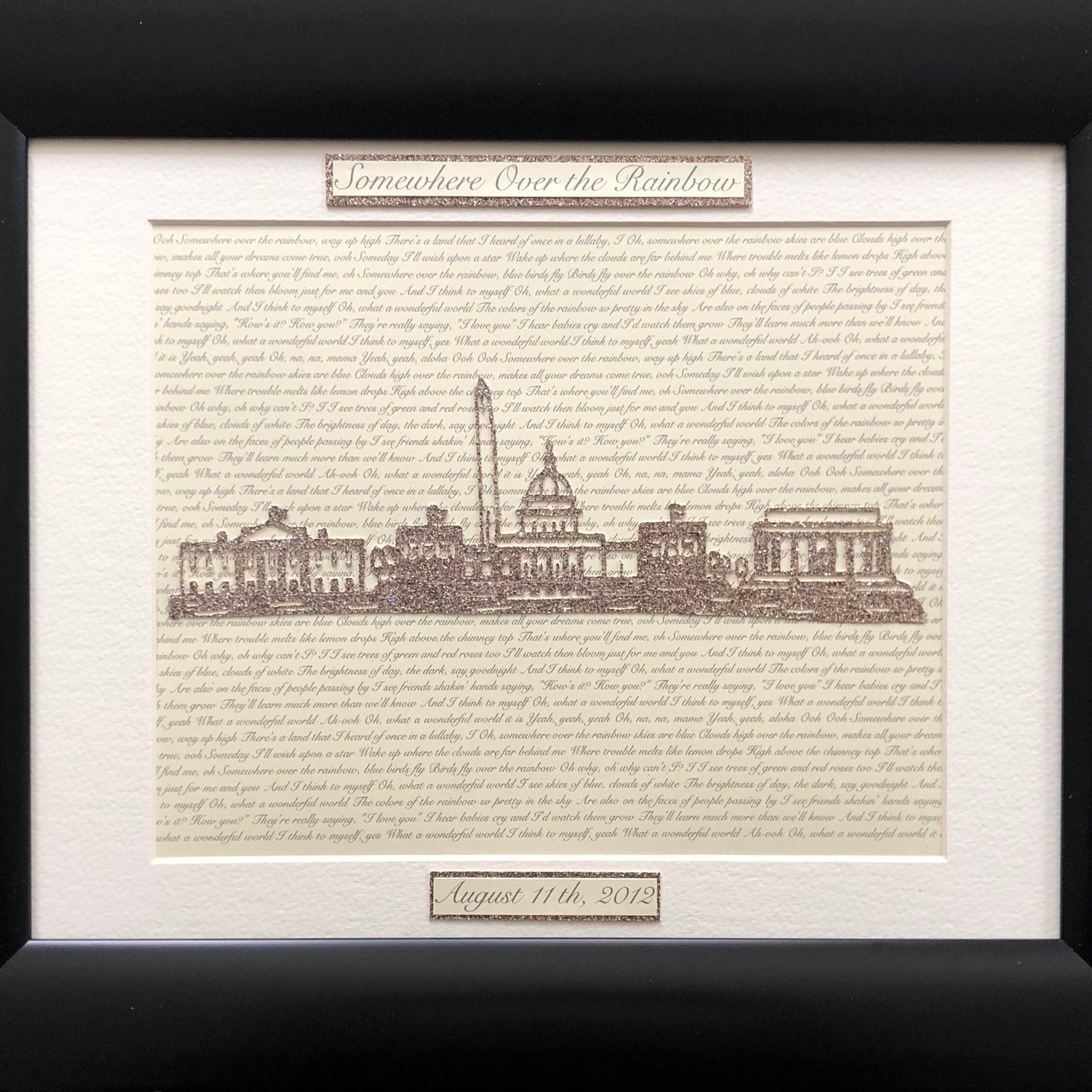 Custom Washington DC Skyline Heart Wedding or Anniversary Present - Personalized Lyrics and Washington DC Skyline Heart Wall Hanging