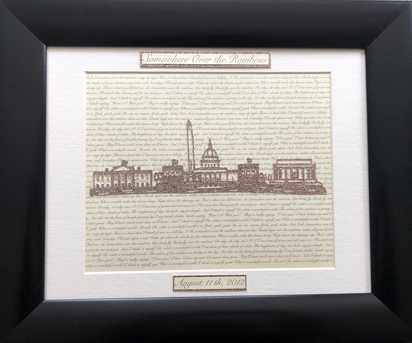 Custom Washington DC Skyline Heart Wedding or Anniversary Present - Personalized Lyrics and Washington DC Skyline Heart Wall Hanging