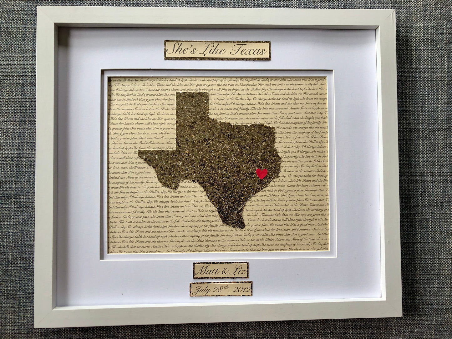 Custom Traditional 8th Wedding Anniversary Present, Bronze Personalized Lyrics and State, Bronze Anniversary Milestone Gift, Year Eight