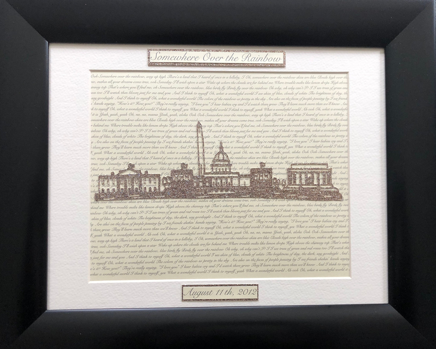Custom Washington DC Skyline Heart Wedding or Anniversary Present - Personalized Lyrics and Washington DC Skyline Heart Wall Hanging