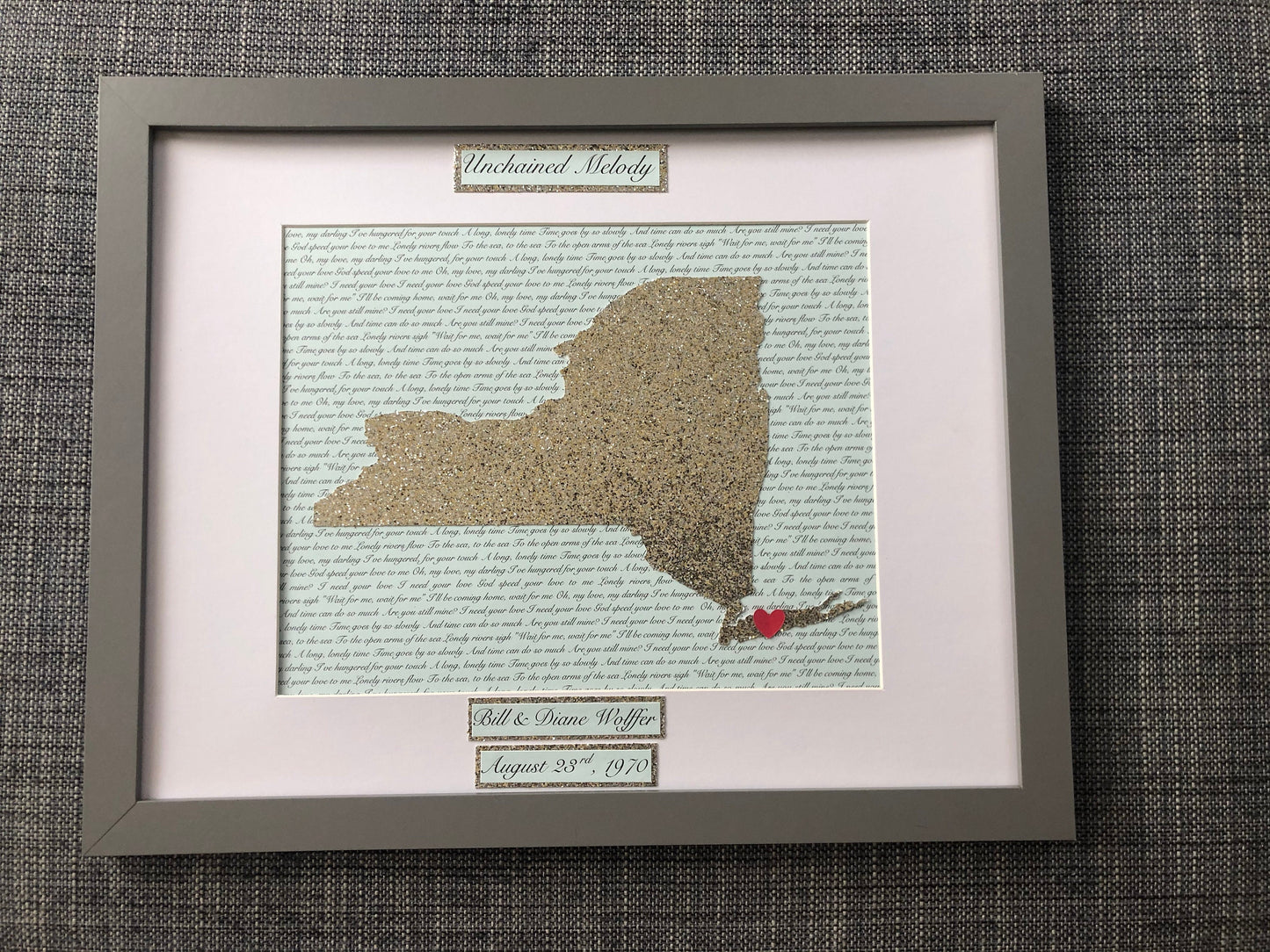 Fiftieth Year Wedding Anniversary Present, Personalized Gold Anniversary Milestone Gift, Year Fifty Anniversary, State Outline, Wedding Song
