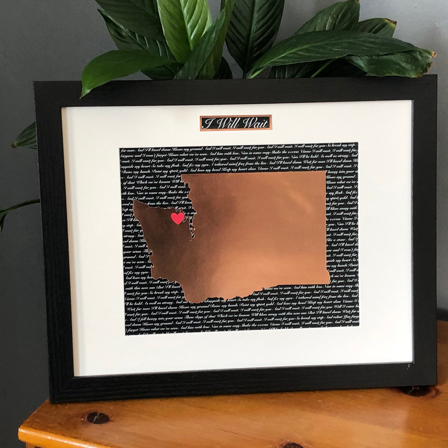 Seventh Year Wedding Anniversary Present, Personalized Copper Anniversary Gift, Year Seven Anniversary, State Outline, Wedding Song Lyrics