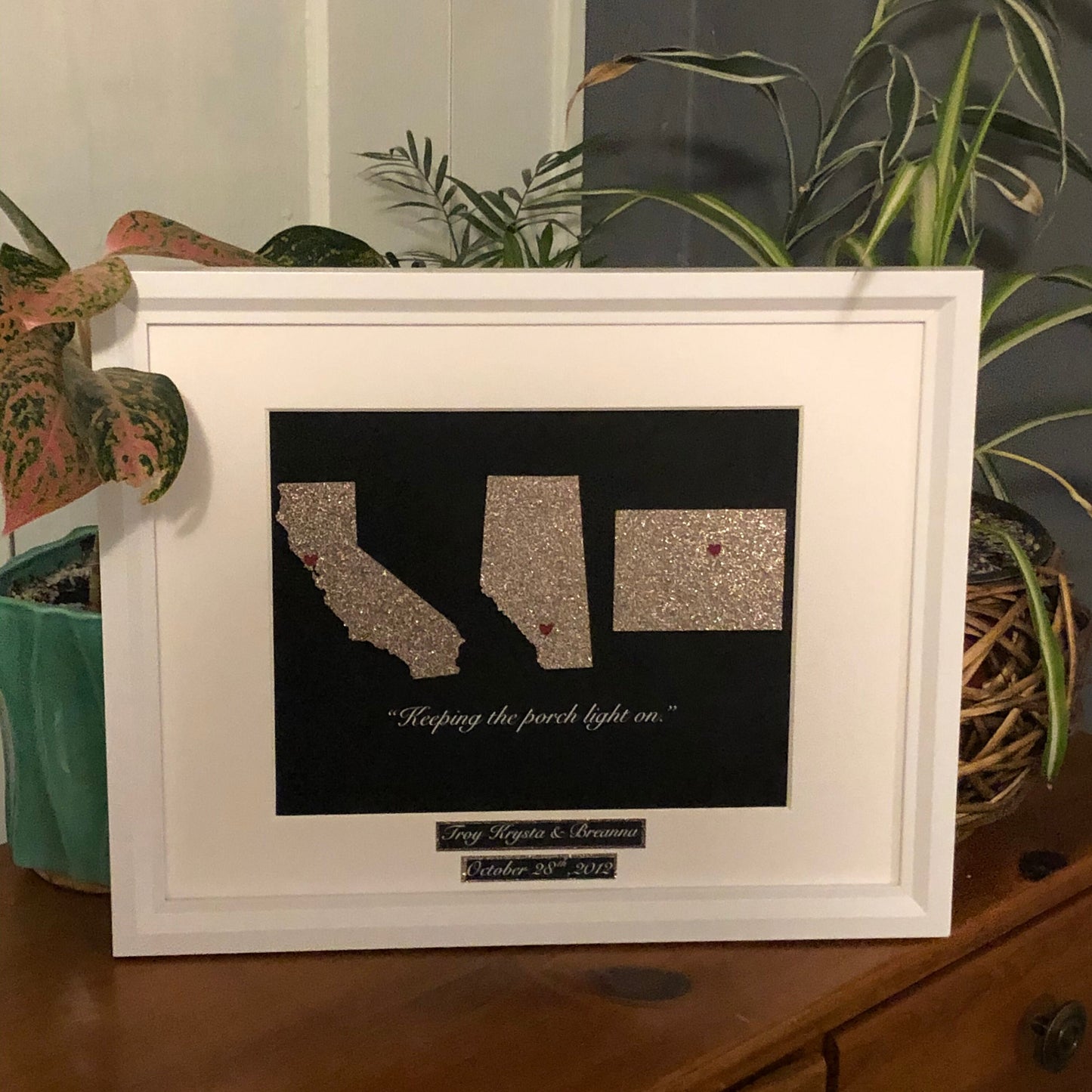 Long Distance Wedding Anniversary Present, Personalized Anniversary Gift, Anniversary, State Outline, Wedding Song Lyrics Framed