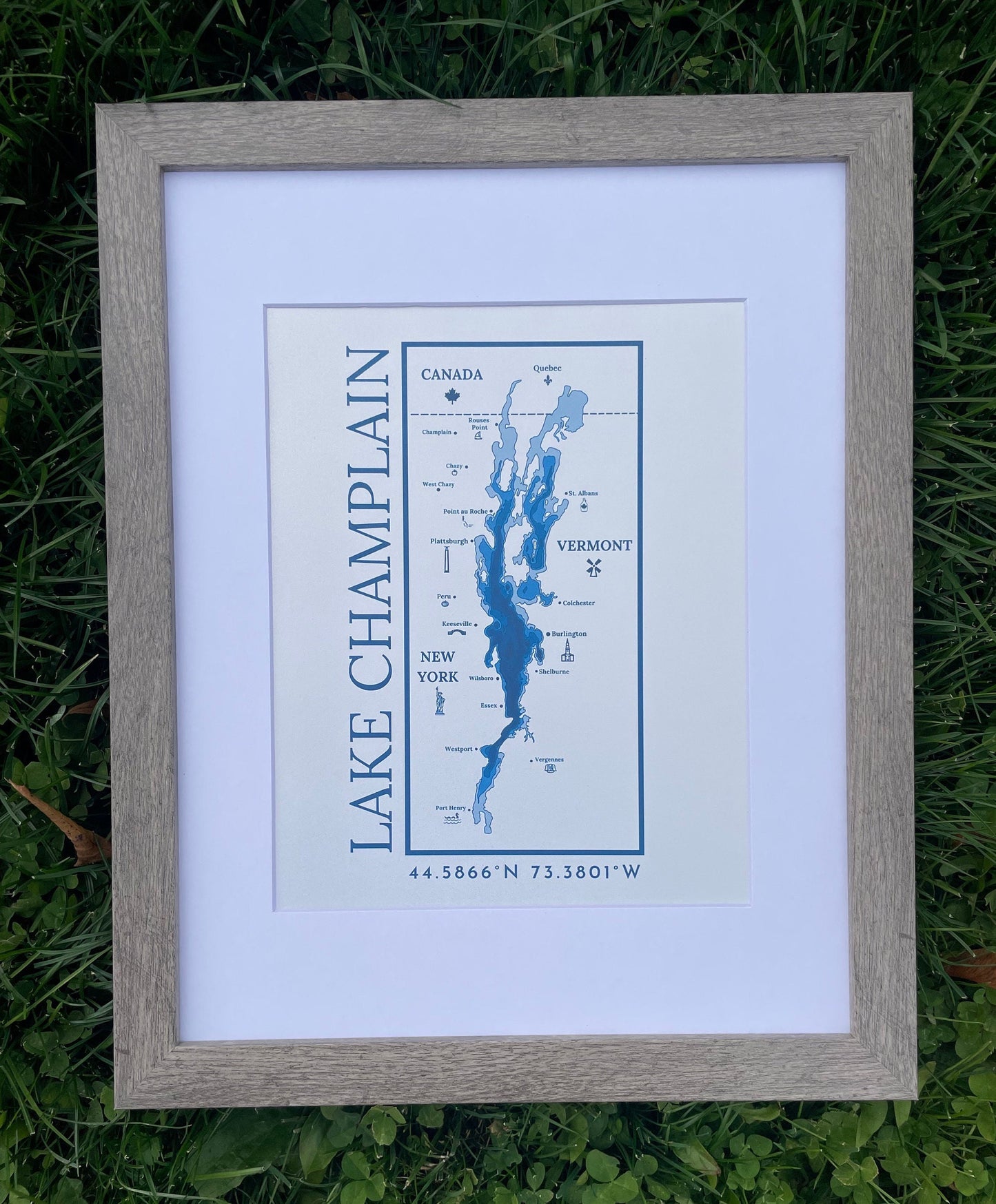 Lake Champlain Print Wall Hanging | Plattsburgh, New York | Burlington, Vermont | North Country Gift, Present | Custom Lake |  Upstate NY |