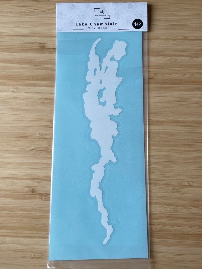 Lake Champlain Outline Vinyl Sticker | Vinyl Decal | New York | North Country | Plattsburgh, New York | Burlington, Vermont | Lake Outline