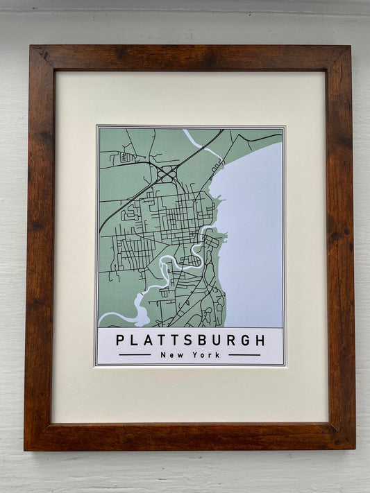 Plattsburgh Map Print Wall Hanging | Plattsburgh, New York | North Country Gift, Present | Map Print |  Upstate NY | Noco | SUNY Plattsburgh